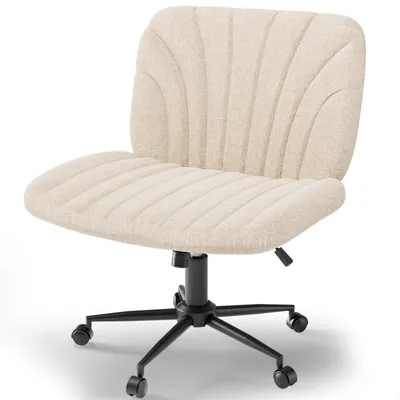 Produktbild von Verdego Bürostuhl, Gekreuzten Beinen, Schneidersitz Stuhl Breiter Sitzfläche, Schreibtischstuhl ohne Armlehnen, Höhenverstellbarer Drehstuhl, Beige