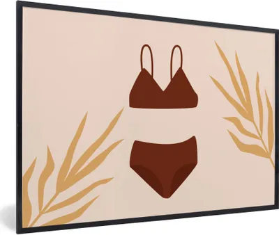 Produktbild von MuchoWow® Gerahmtes Poster Sommer - Bikini - Blätter 90x60 cm - Poster mit Schwarzem Bilderrahmen Wandposter Rahmen Foto Bilder - Fotorahmen - Foto-Plakat