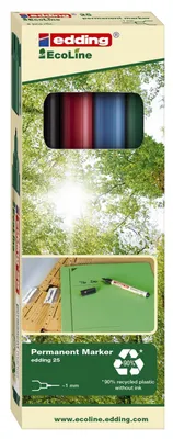 Image de Edding 25/4 25 Marqueurs permanents EcoLine - rechargeables, 1 - 5 mm, assortis