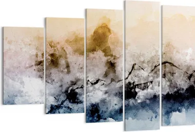 Produktbild von Bild auf Leinwand - Leinwandbild - 5 Teile - Abstraktion Wolken Berge - 150x100cm - Wand Bild - Wanddeko - Wandbilder - Leinwanddruck - Bilder - Wanddekoration - Leinwand bilder - EG150x100-4894