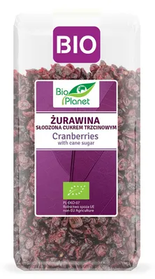 ŻURAWINA SŁODZONA CUKREM TRZCINOWYM BIO 400 g - BIO PLANET