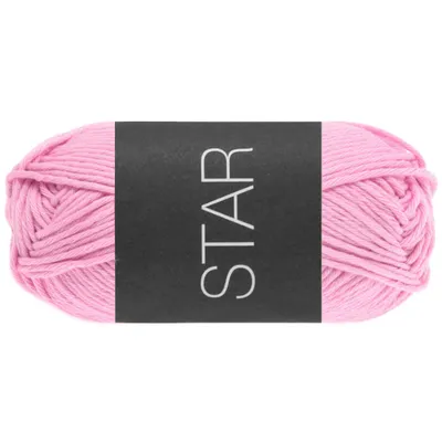 A ball of pink yarn with a black label.