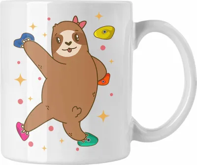 Produktbild von Trendation - Klettern Bergsteigen Geschenk Tasse Boulder Geschenkidee Berge Faultier Grafik Kinder Lustig (Weiß)