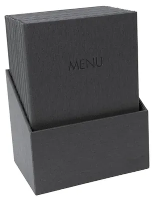 Image de SIGEL SM204 Chemises pour menus 10 pièces avec boîte de rangement, reliure en caoutchouc, A4, anthracite