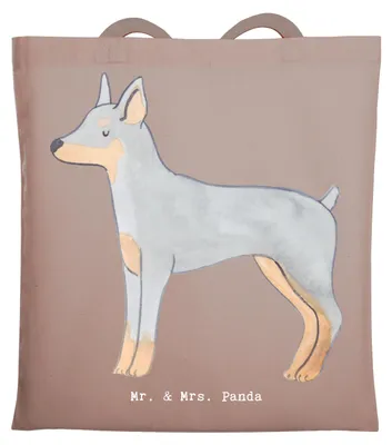 Produktbild von Mr. & Mrs. Panda Shopping Tasche Dobermann Pinscher Lebensretter - Braun Pastell - Geschenk, Jutebeutel, Büchertasche, Tote Bag, Einkaufstasche