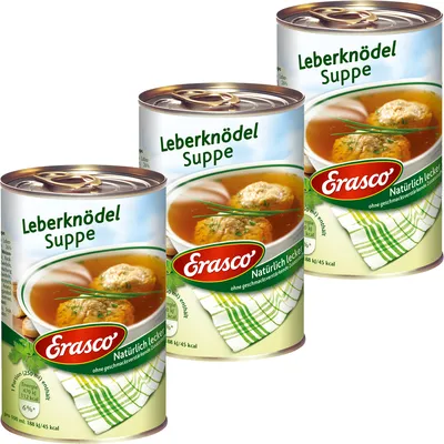 Produktbild von Erasco Leberknödel Suppe typisch bayrisch pikante Würze 395ml 3er Pack