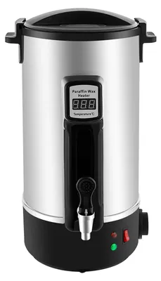 Zdjęcie produktu dla Roztoparka do wosku - elektryczny podgrzewacz wosku - pojemność 10,8 litra - szybkie nagrzewanie, mieszadło - regulacja temperatury 30–110 °C - stal nierdzewna 201 - wtyczka europejska - srebrno-czarny