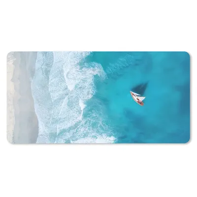 Produktbild von MuchoWow® Schreibtischunterlage Boot - Meer - Strand 80x40 cm - XXL Mauspad - Gaming Mauspad