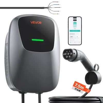 Produktbild von VEVOR Wallbox E-Auto-Ladestation 11 kW Dreiphasig 400 V Typ 2 7,5 m IP65, Ladegerät für Alle Elektrofahrzeuge und Plug-in-Hybride, Intelligentes Autoladegerät mit App-Steuerung und Digitalanzeige