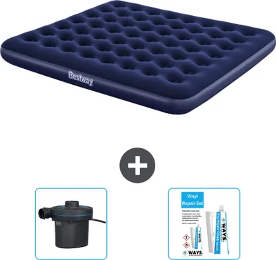 Produktbild von Bestway Luftmatratze – 2 Personen – 183 x 203 x 22 cm – Blau – im Lieferumfang enthalten Zubehör