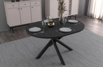 Produktbild von Oslo Esstisch Tisch oval 138x100 cm Wohnzimmer Esszimmer Modern Farbwahl Wisconsin Nußbaum, Artisan Eiche, Lindberg Eiche, Portland Esche Schwarz