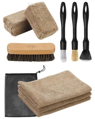 Image de Kit de nettoyage intérieur pour voiture, comprenant 9 pièces : chiffons en microfibre, éponges et pinceaux de détail