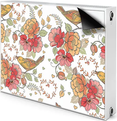 Produktbild von Magnet Radiator Magnet Mat Heizkörper Heizung Verkleidung Abdeckung 100x60 cm  - Ornament, Vögel