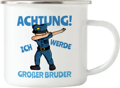 Produktbild von Ich Werde Großer Bruder Emaille Tasse Ankündigung Schwangerschaft Polizist Dab Babynews