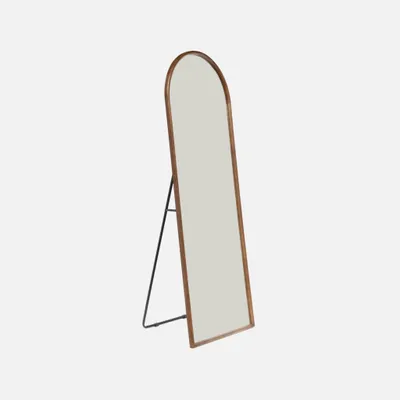 Produktbild von sweeek - Standspiegel aus Heveaholz mit Wölbung und Stahlgestell 170cm - 170 x 60 cm