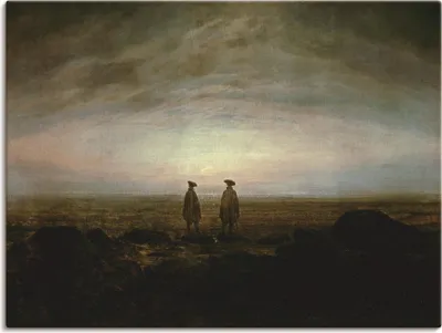 Produktbild von ARTland Leinwandbild Zwei Männer Meer Mondaufgang, um 1817 Größe: 40x30 cm