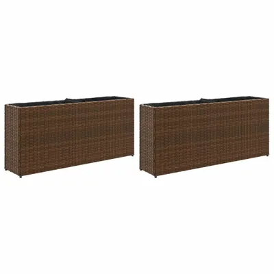 Produktbild von Pflanzkübel mit 2 Töpfen 2 Stk. Braun 90x20x40 cm Poly Rattan