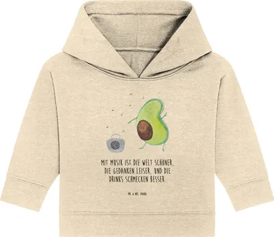 Produktbild von Mr. & Mrs. Panda Organic Baby Hoodie Avocado Tanzen 12. - 18. Monat - Natural Raw - Geschenk, Party, Singen, Kapuzenshirt, Kapuzensweatshirt, Gute Laune, Musik, Urlaub
