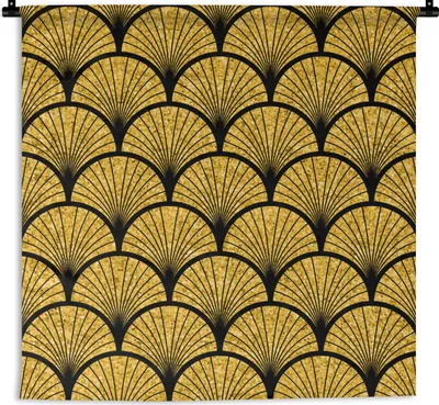 Produktbild von MuchoWow® Wandteppich Wandbehang Gold-Muster 60x60 cm Tapisserie Dekoration Wandtuch - Dekorationen - Wand Decke