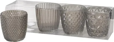 Produktbild von Teelichthalter Marilu Glas lackiert grau H.8 cm Ø.8 cm 4-teilig