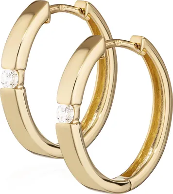 Produktbild von Paar 333 Gelbgold Klappcreolen Ohrringen 18,4 X 2,7mm Zirkonia Quadratisch 4752