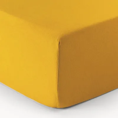 Productafbeelding van Westwing Biba: katoenen lakenset in mostergeel met elastiek, 180 x 200 cm