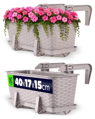 Obrázok produktu pre KADAX balkónový kvetináč s podstavcom "Frette", balkónový box s držadlami, 40 cm, karamelová farba