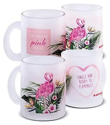 Imagen del producto de Taza de cerámica con motivo de flamenco – Apta para lavavajillas – Capacidad: 300 ml