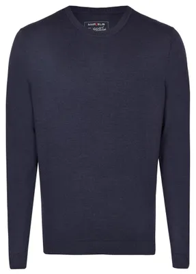 Produktbild von MARVELIS heren trui wol, O-hals, donkerblauw