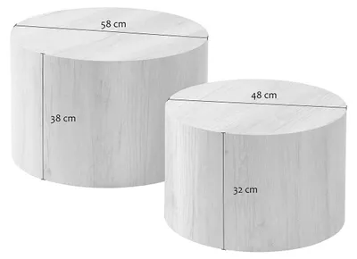 Image de CALICOSY - Lot de 2 tables basses rondes empilables - MAIA
