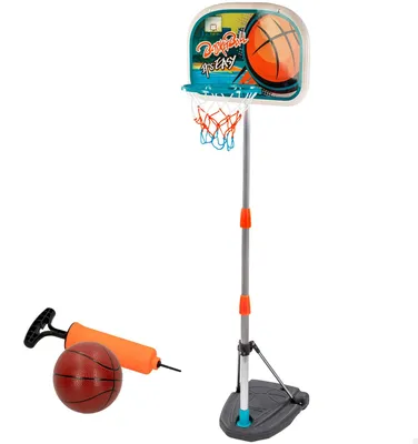 Zdjęcie produktu dla COLORBABY 49538 Przenośna koszykówka dla dzieci, CB Toys, regulowana wysokość od 94,5 cm do 165 cm, zawiera pojemnik do napełnienia wodą lub piaskiem, łatwy montaż