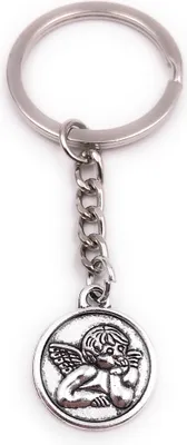 Produktbild von Onwomania Schlüsselanhänger Engel Engelsboten heilig Himmel im Kreis silber Anhänger Keychain