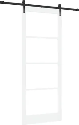 Obrázok produktu pre VidaXL Posuvné dvere, 93 x 232 cm, masívne drevo (smrek) a sklo, biele
