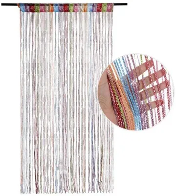 Produktbild von Unyqoos® Perlenvorhang 99×199 cm – Türvorhang & Fliegengardine aus Polyester mit glitzerndem Silberband, Kristallperlen und Quasten, Regenbogen