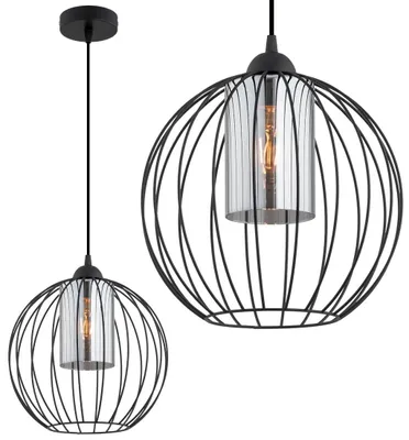Produktbild von KAR-LIGHTING Pendelleuchte 1-flammig Schwarz, Metall – Hängeleuchte für Esszimmer & Wohnzimmer, höhenverstellbar, E27