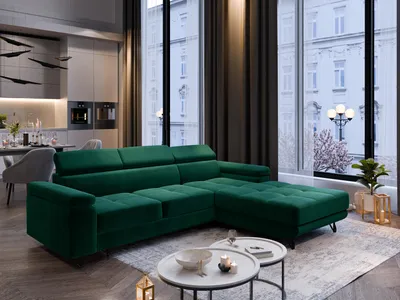 Obrázek produktu pro FurMeb24 ECKSOFA OLIVIO - 250 x 183 cm monolit 37 - s funkcí spánku a lůžkem - pravá strana