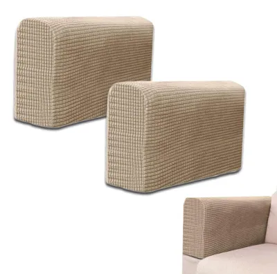 Produktbild von Armlehnenbezug Sofa – 2 Stück – Elastischer Sofabezug – Rutschfest und waschbar – Armlehnen-Schutzbezug – Kratzfest – Für Sofa, Sessel & Bank – Braun