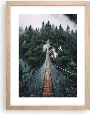 Produktbild von Gerahmtes Poster - Rahmen in heller Eiche - Ausgesetzt Brücke Wald - 30x40 cm - Wand Bild - Wanddeko - Wandbilder - Kunstposter - Wandposter - Bilderrahmen - Bilder - Kunstdruck - P2NPA30x40-5189