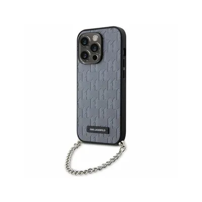 Obrázok produktu pre Karl Lagerfeld Saffiano Monogram Chain kryt na iPhone 14 Pro (KLHCP14LSACKLHPG) - strieborný
