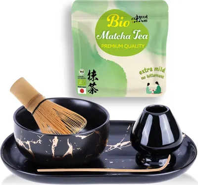 Produktbild von Kompletná sada "Black Marmor" s 30 g organickej matchy a podnosom