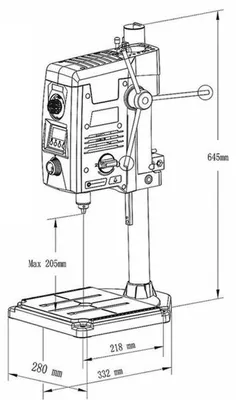 Produktbild von Bohrmaschine für den Bankbereich - 800 W - 6 Geschwindigkeiten - Bohrfutter für 1,5-13 mm - Spindellaufweg: 90 mm - Für den Metallbereich