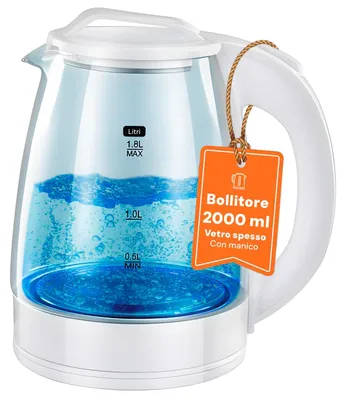 Immagine prodotto di Bollitore elettrico in vetro Avilia, 1500 W, ideale per tisane ed acqua