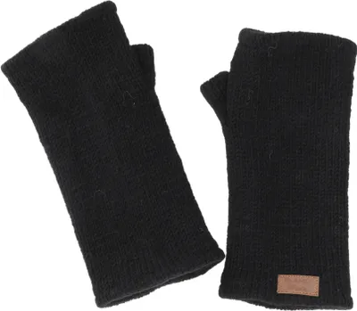 Produktbild von Handgestrickte Pulswärmer, Handstulpen, Pulswärmer aus Nepal, Armstulpen - Schwarz, Uni, Wolle, Handschuhe & Handstulpen