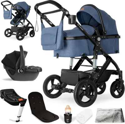 Produktbild von Bergsteiger Nizza 3 in 1 Kinderwagen, Kombikinderwagen Komplettset, Babywanne & Buggy Sportsitz inklusive, Auto-Babyschale & Isofix Station optional