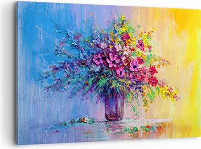 Produktbild von Bild auf Leinwand - Leinwandbild - Blumen Vase - 120x80cm - Wand Bild - Wanddeko - Wandbilder - Leinwanddruck - Bilder - Kunstdruck - Wanddekoration - Leinwand bilder - Wandkunst - AA120x80-4117
