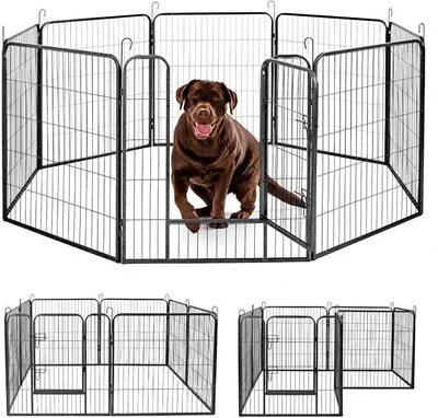 Imagen del producto de Jaula para cachorros con 8 paneles – 80 cm de altura – Jaula para cachorros con puerta – Jaula metálica para perros, apta para interior y exterior – Jaula plegable para cachorros – Jaula para perros, conejos y pequeños animales – Color