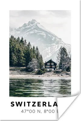 Produktbild von MuchoWow® Poster Schweiz - Haus - See 120x180 cm - Kunstposter