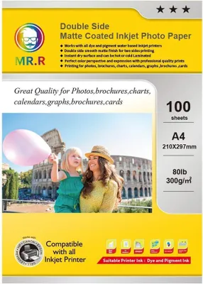 Obrázek produktu pro Fotopapír formátu A4, 300 g/m², 100 listů, oboustranný, voděodolný, rozměry 210x297 mm, určený pro barevný tisk