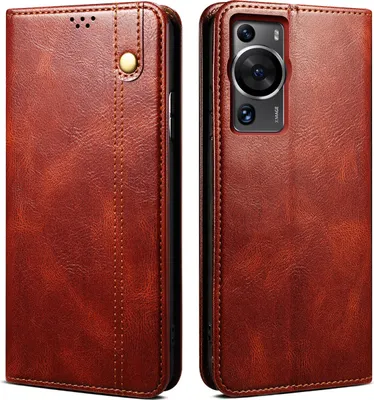 Produktbild von Huawei P60 Hülle, Leder Flip Brieftasche Schutzhülle mit Standfunktion für Huawei P60 / P60 Pro Rot