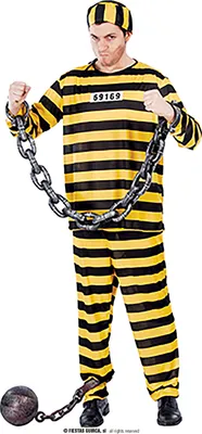 Immagine prodotto di costume da galeotto giallo nero a righe per uomo taglia M - L, taglia:L